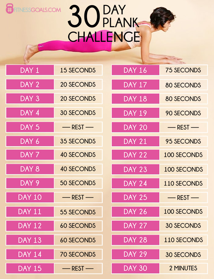 30 Day Plank Challenge Calendar Printable