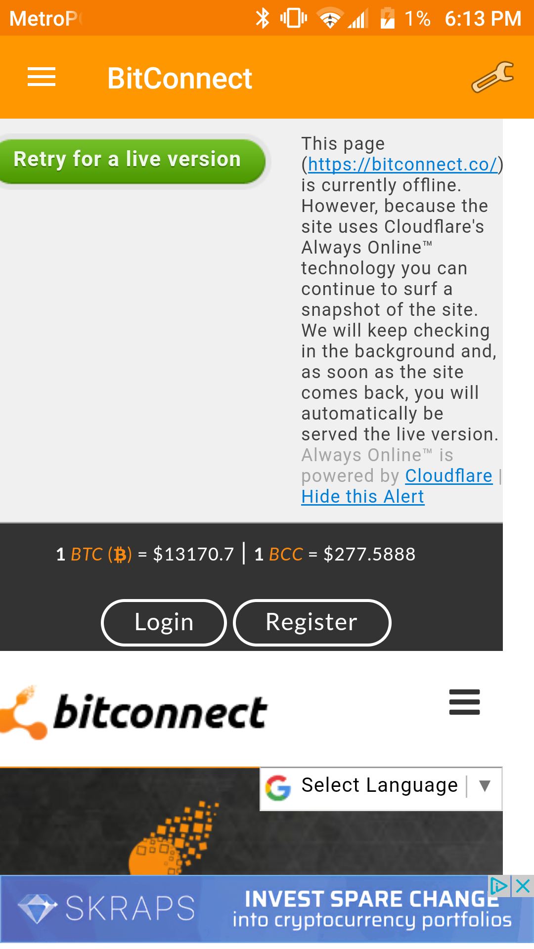 Bitconnect apparently decided to take a break and take on some of there legal issues. Along other things like a new ico for bitconnect x. After a Texas ruling in which bitconnect was told to cease and desist. Followed by another for cease and desist on  their ico bitconnect x they had coming in what could have been legit or a plan to make clean house in final push to make all they could before leaving their clients high and dry. So far though they haven't seem to have done that. They've closed down their sit for maintenance and to take on the legal issues they say. I have no idea either way. I've never put a dime in bitconnect personally. I did open me an account a few months back. When I first got into cryptos but after doing more research into bitconnect. I decided it was too risky for me. You know the whole to good to be true probably is thing but to be quite honest about everything in cryptos right now as far as pecentages gained seems to good to be true to a lot of people. That's why you always gotta do your homework before you invest. There's some awesome investments out there. In this new technology revolution that's exploding as we speak but with every chance for big gains there's gonna be wolf's out there looking for some prey to devour. So please treat every investment like a potential bitconnect. Hopefully all will go well and bitconnect will come out the other side of this and all the people that love it will continue and make a ton of money and if regulators say they've met all the requirements to go on I'll probably hop in and make some money at it,but until then I'll just stick with what I know as they are all a risk even knowing what you are getting into. Much less one being run anonymously and with some kinda boy they never showed proof of. Hope yaw enjoy the read and my views. Hope to hear any info yaw might have. Thanks.!Screenshot_20180116-181348.png