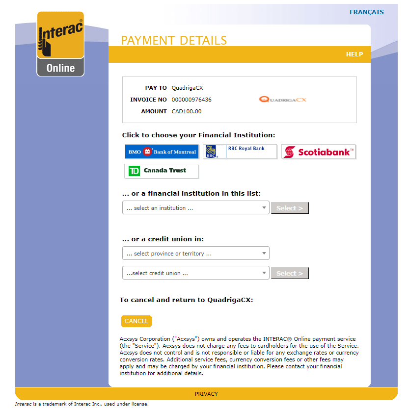 Bitcoin interac online