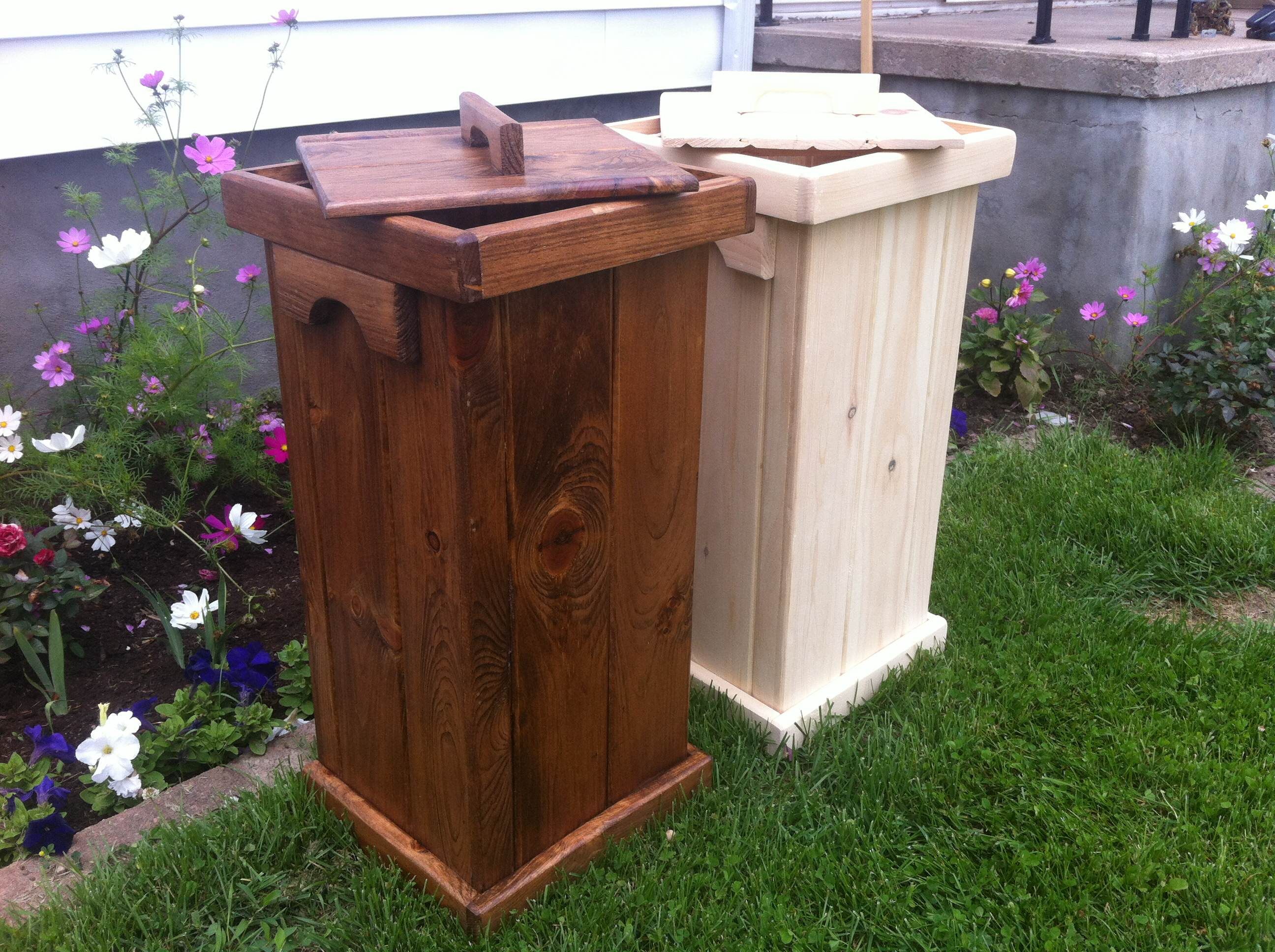 wooden dog food storage bin