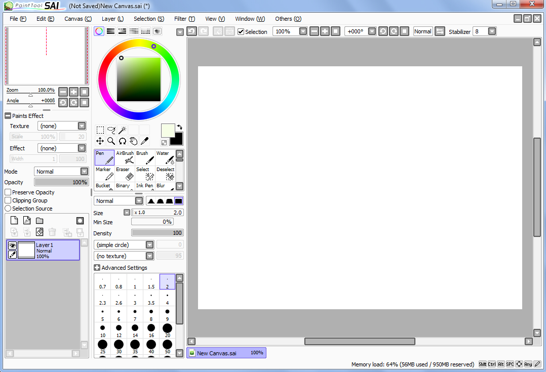 paint tool sai circle tool