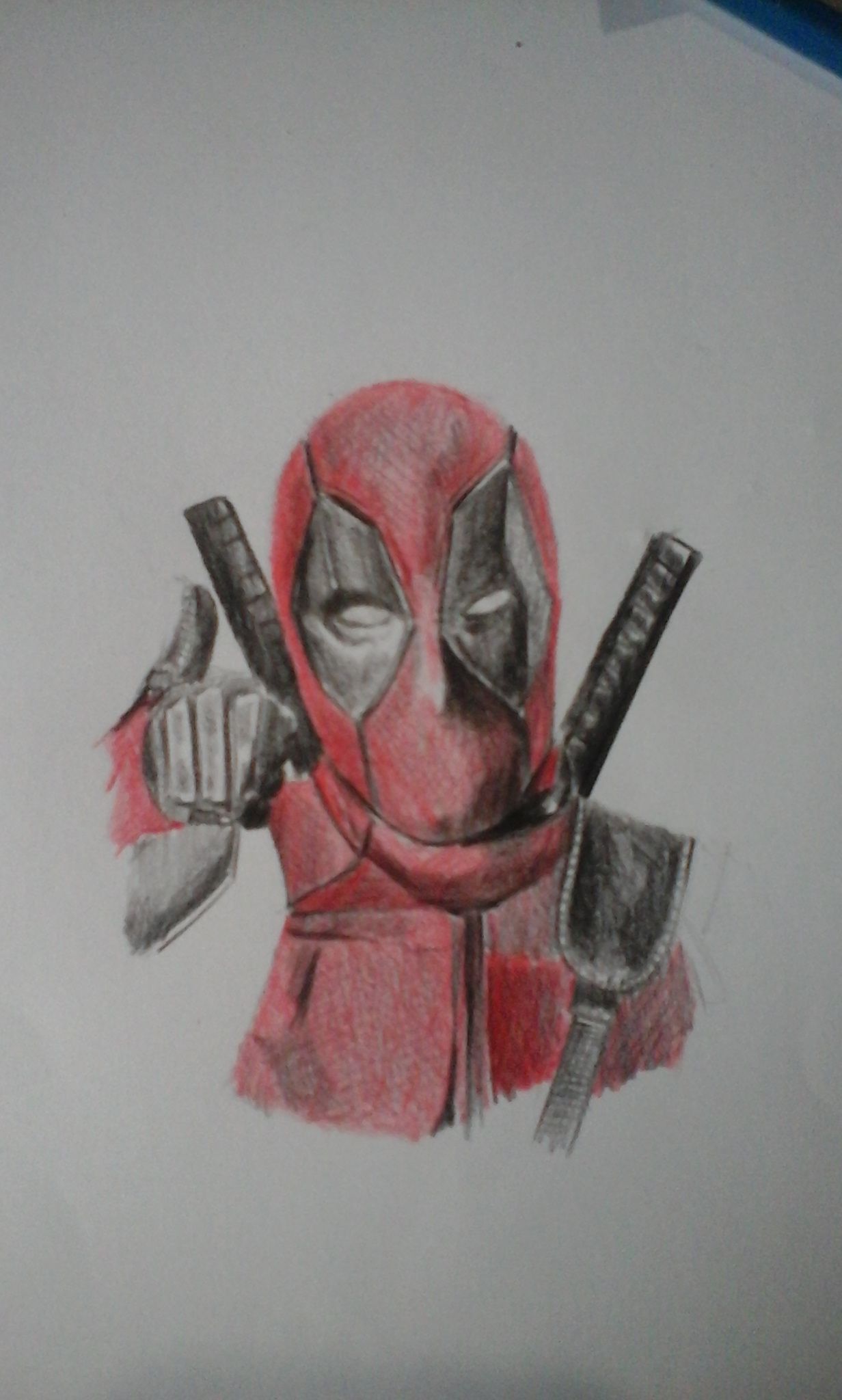 deadpool drawing in pencil