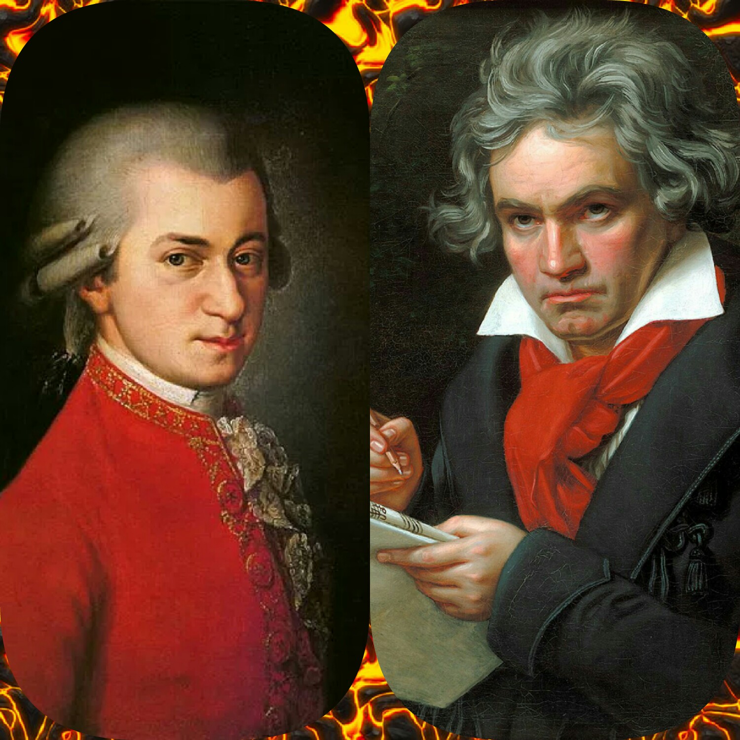 Моцарт и бетховен слушать. Портрет Гайдна Моцарта и Бетховена. Портреты композиторов : Бах, Бетховен, Моцарт. Паганини.