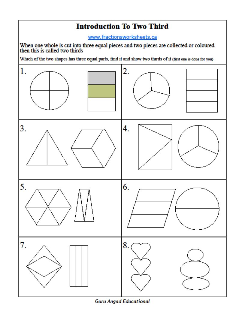 20ND GRADE BASIC FRACTIONS - WORKSHEETS ON TWO THIRDS — Steemit Within 2nd Grade Fractions Worksheet