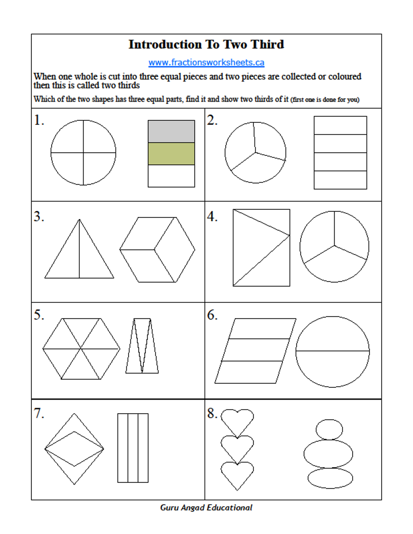 22ND GRADE BASIC FRACTIONS - WORKSHEETS ON TWO THIRDS — Steemit Within 2nd Grade Fractions Worksheet