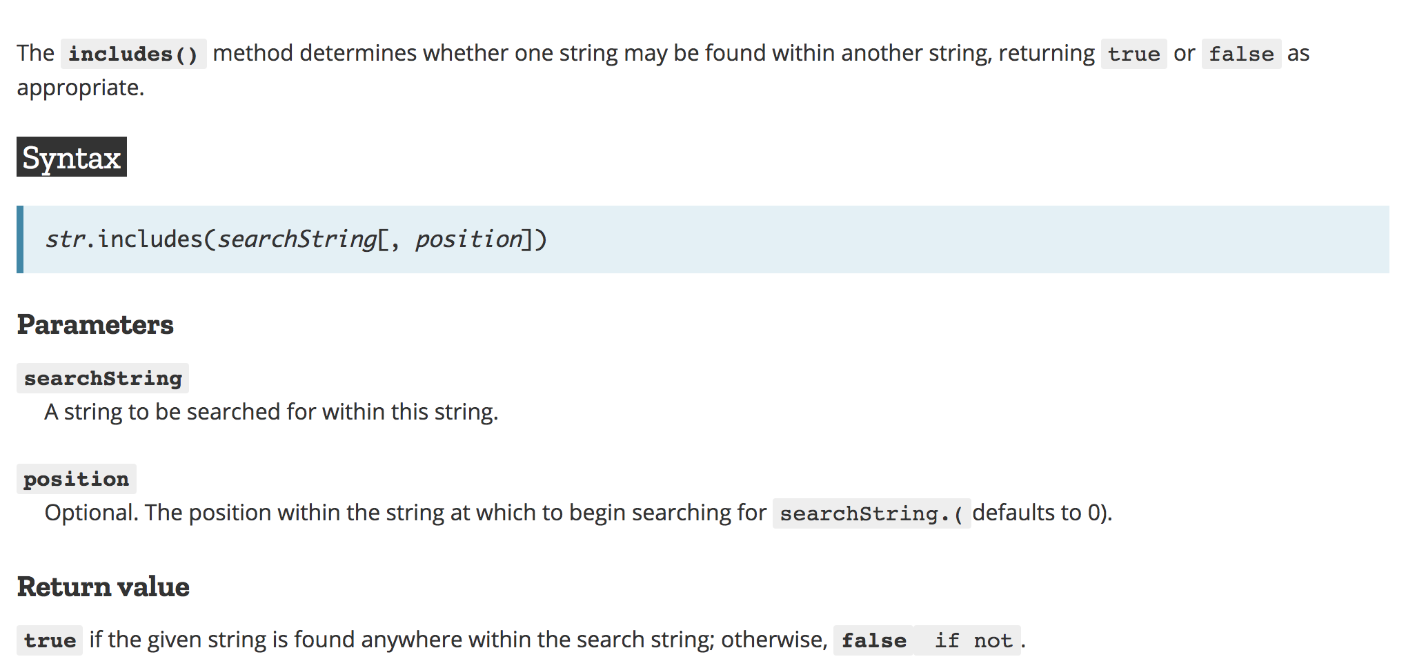 String.prototype.includes page