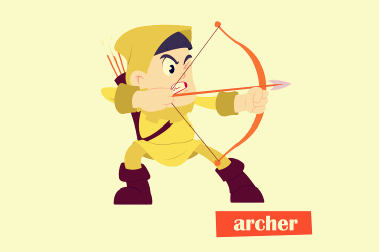 accurate archer aiming a strong bow. vector icon. (1).png