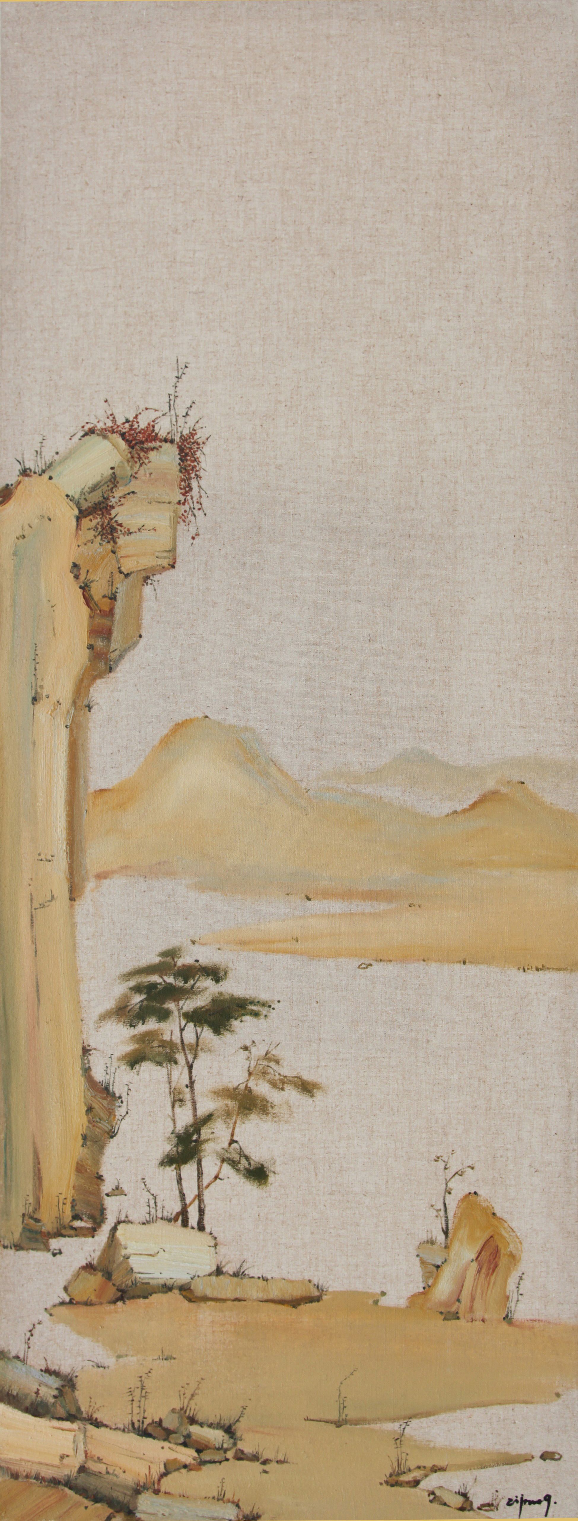 9作品名：《山石系列4》画种：油画 尺寸：45x120cm.JPG