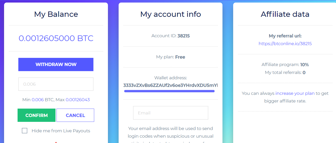 Free Bitcoi!   n Auto Mining With Payment Proof Just Sign Up And Earn - 