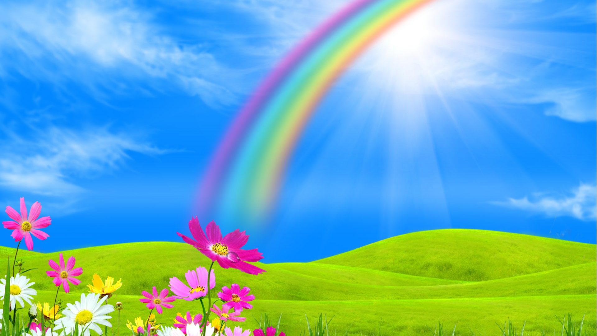 rainbows-nature-daisy-sky-colorful-sunny-colors-field-grass-rays-green-daisies-sunlight-clouds-sun-flowers-rainbow-blue-summer-wallpaper-for-pc-1920x1080.jpg