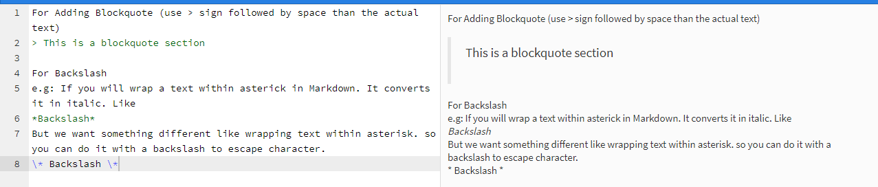 blockquote and backslash