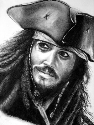 Captain Jack Sparrow | Pirates of the Caribbean - Signed ORIGINAL Drawing  by Tom Hodges (1/1) | Pristine Auction