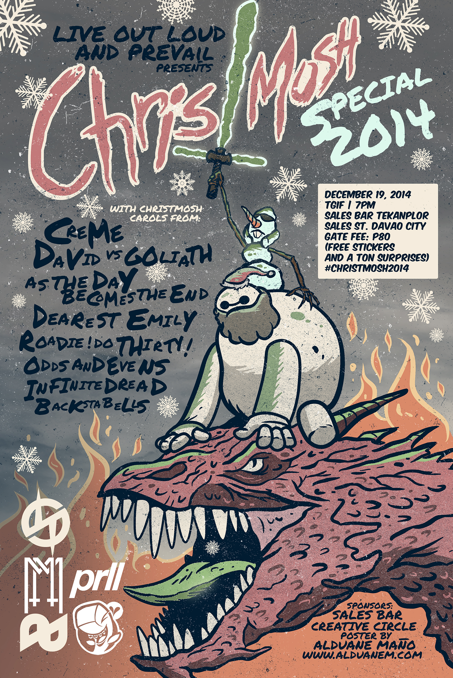 christmosh special 2014 poster alduane mano m olaf frozen baymax smaug the hobbit.png