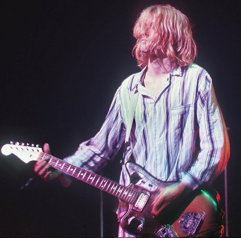 Kurt Cobain, lead singer for the US grunge rockers Nirvana, performing at the Nakano Sun Plaza in Tokyo during their 1992 Asian-Pacific tour (AFP Photo/RICHARD A. BROOKS)