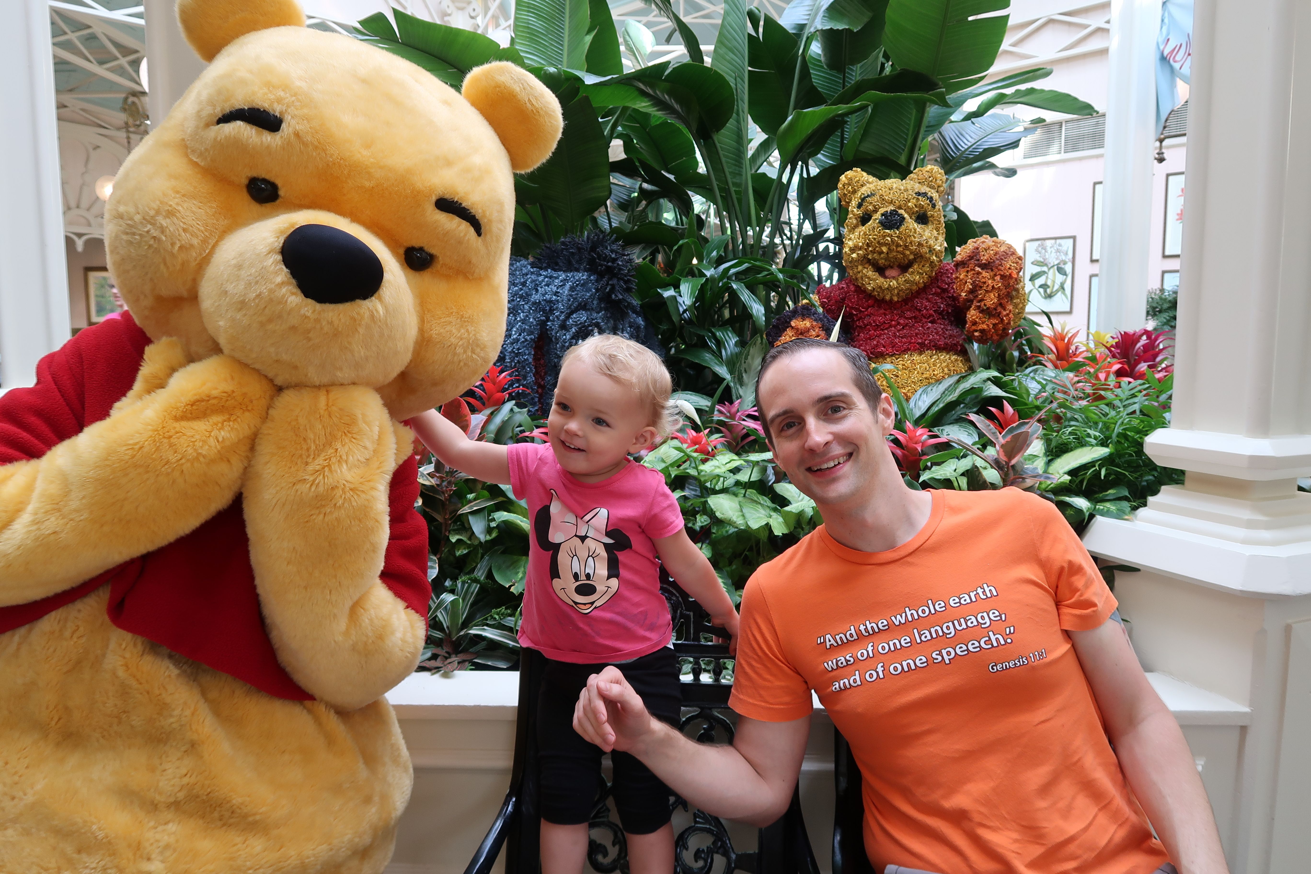 Jerry Banfield with daughter and winnie the pooh Crystal Palace Magic Kingdom theme park at Walt Disney World Resort September 2017.JPG