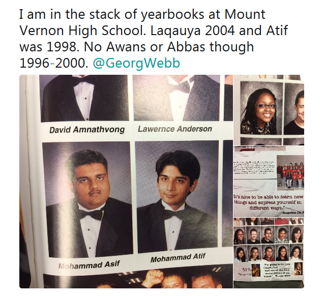 TruthLeaks on Twitter   I am in the stack of yearbooks at Mount Vernon High School. Laqauya 2004 and Atif was 1998. No Awans or Abbas though 1996 2000.  GeorgWebb https   t.co nKZCwnlIIB .png