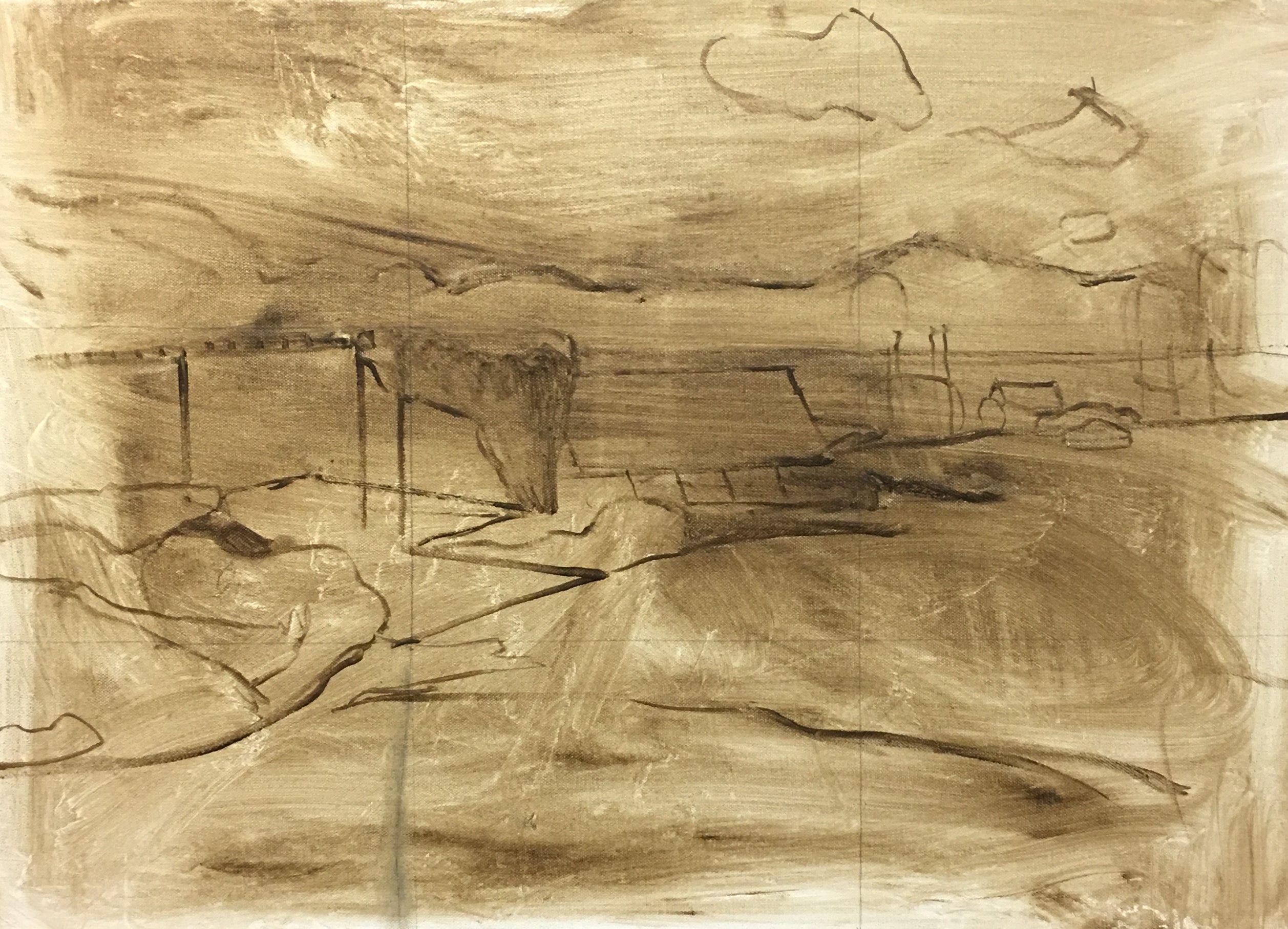 2. Sketch. Painting Tutorial - Secrets On The Lake.JPG