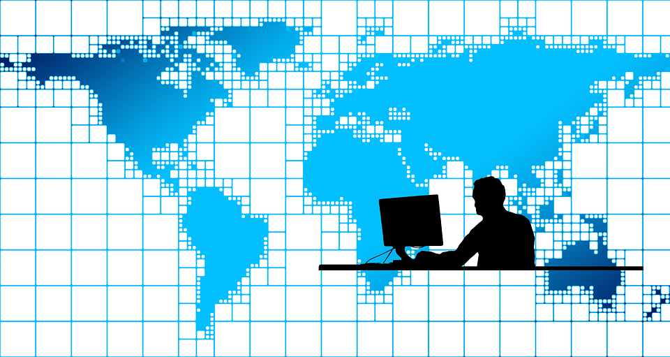 Man Silhouette Desk Network Networking Earth.png