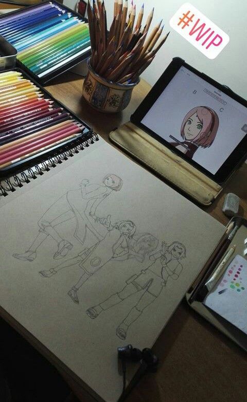 Sketchbook for drawing anime Naruto, notepad for records, anime