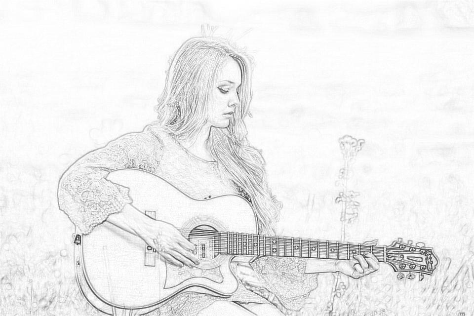 Girl Playing Guitar Coloring Pages - Get Coloring Pages