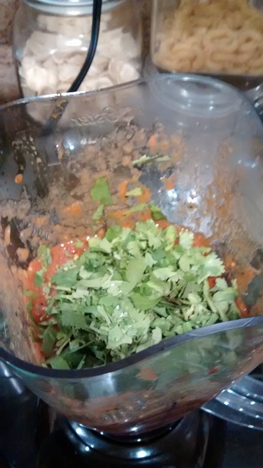 salsa making add handful fresh cilantro to blender.jpg