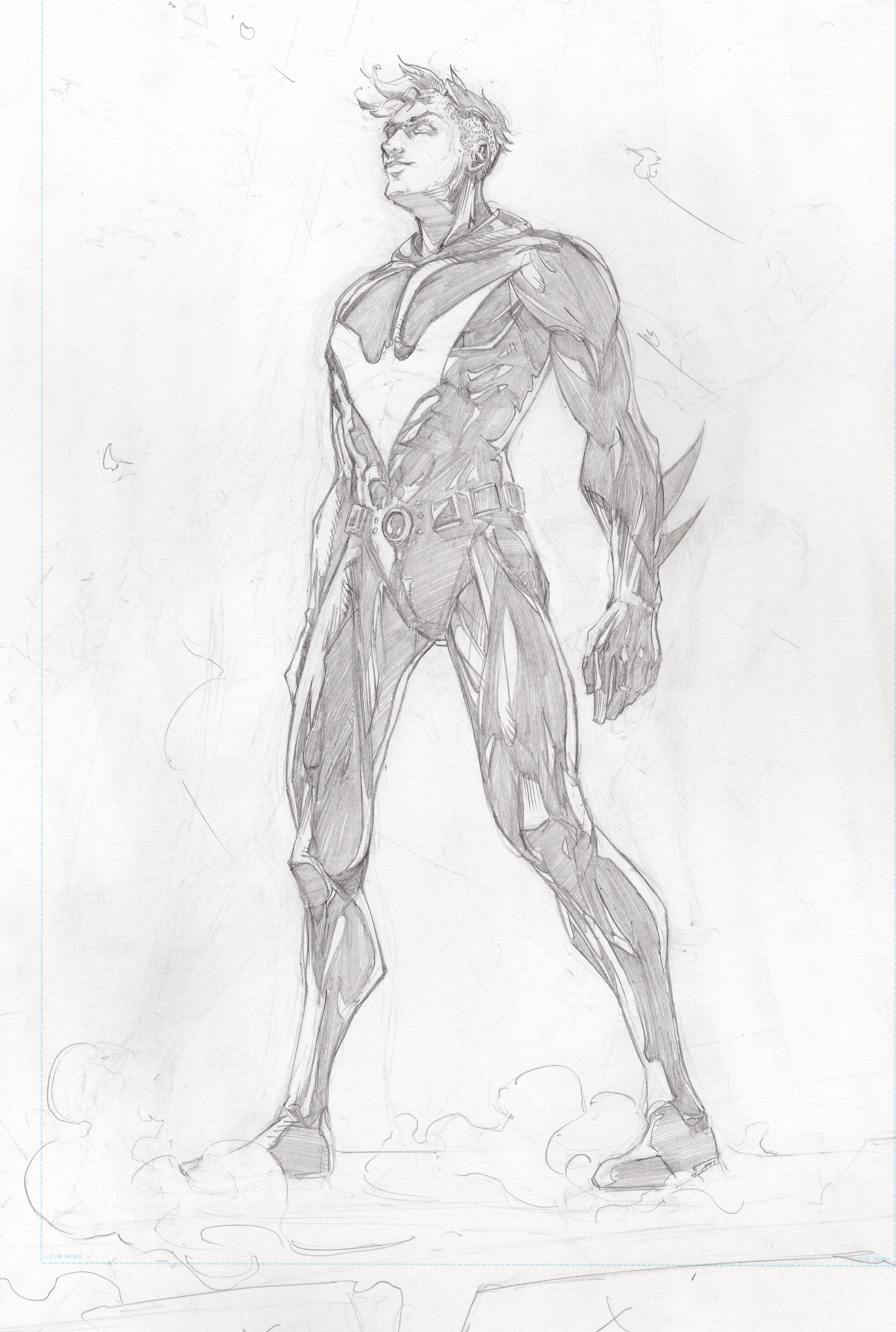 sketch of flash man from DC superhero