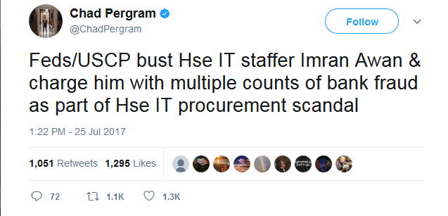 Chad Pergram on Twitter   Feds USCP bust Hse IT staffer Imran Awan   charge him with multiple counts of bank fraud as part of Hse IT procurement scandal .png