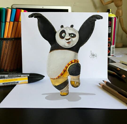 Kung fu panda ,3D Cartoon Drawing by Stephan Moity — Steemit