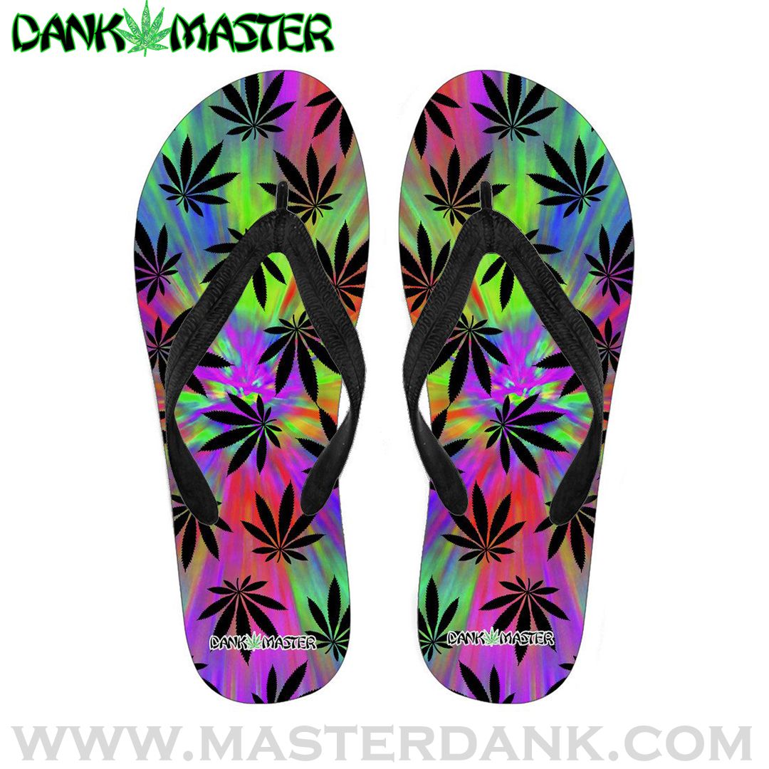 dank master stoner fashion neon tie dye weed flip flops.jpg