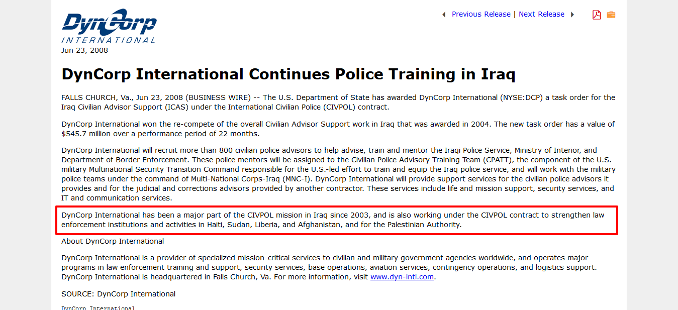DynCorp International Continues Police Training in Iraq  NYSE DCP .png