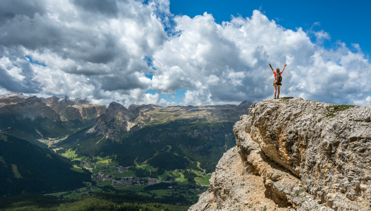 person on top of a mountain