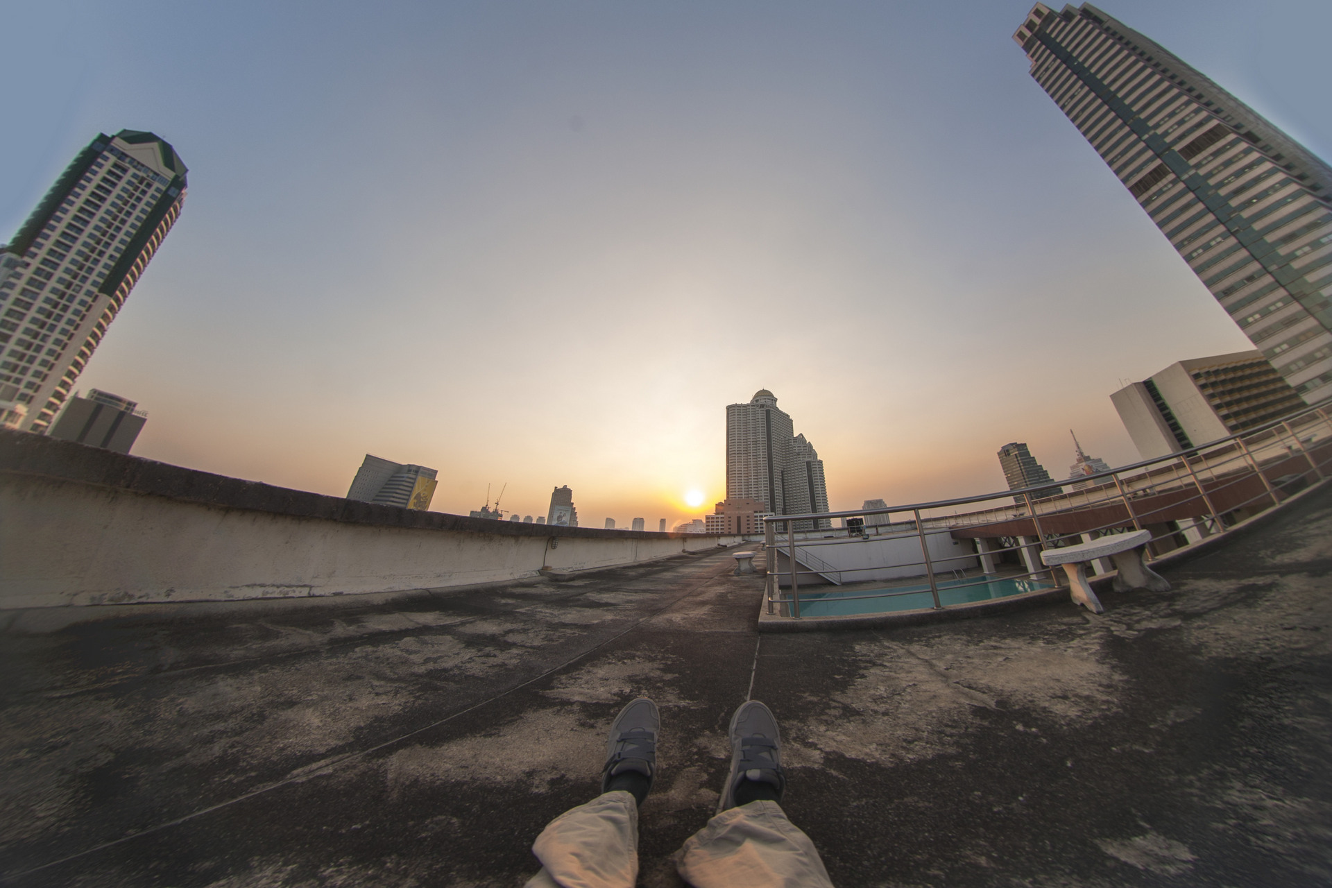 A view from a pool area