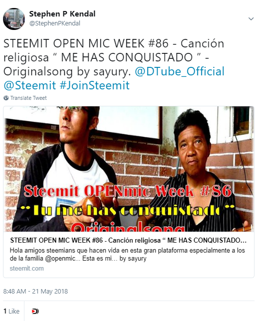 dtube stephen kendal twitter blog