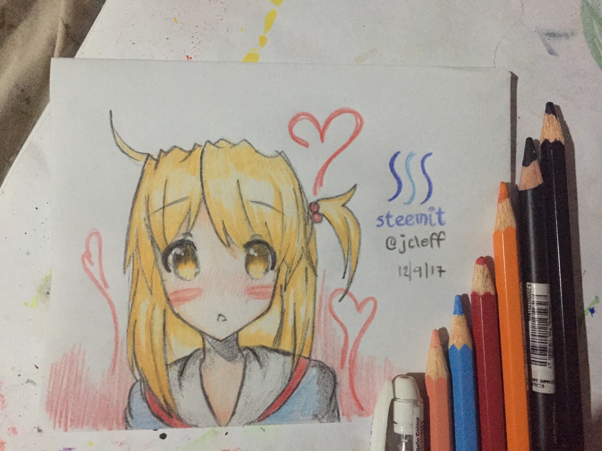 Cute Anime Girl Drawing Colored @ Lijaahana.com