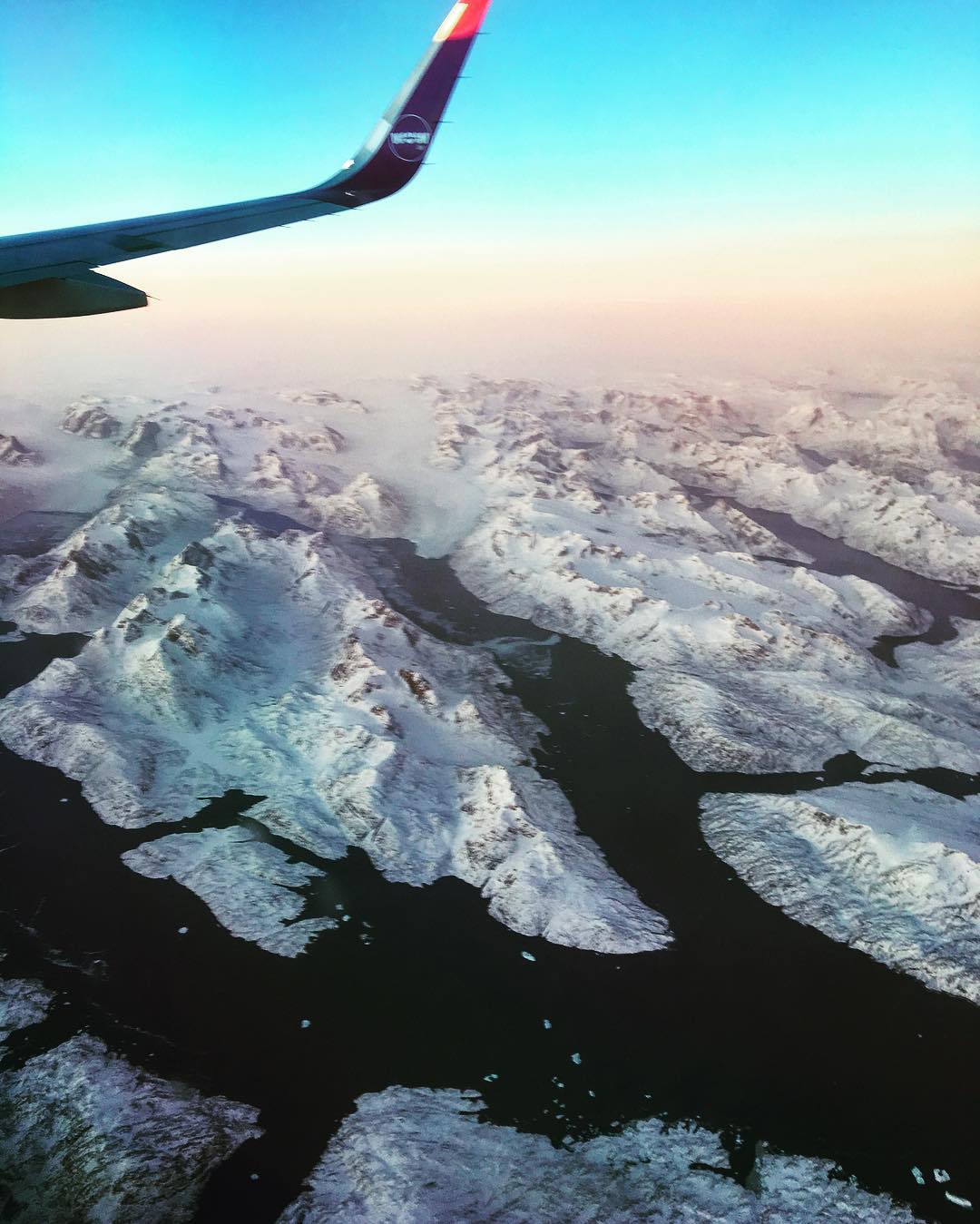 Us flying over Greenland on WOW! Air