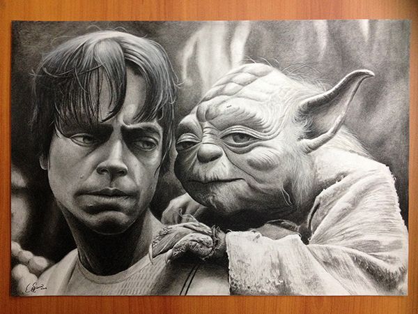 sin embargo Armario Australia Star Wars, para los seguidores de Luke y Yoda. Dibujo en carboncillo y lápiz  blanco. — Steemit