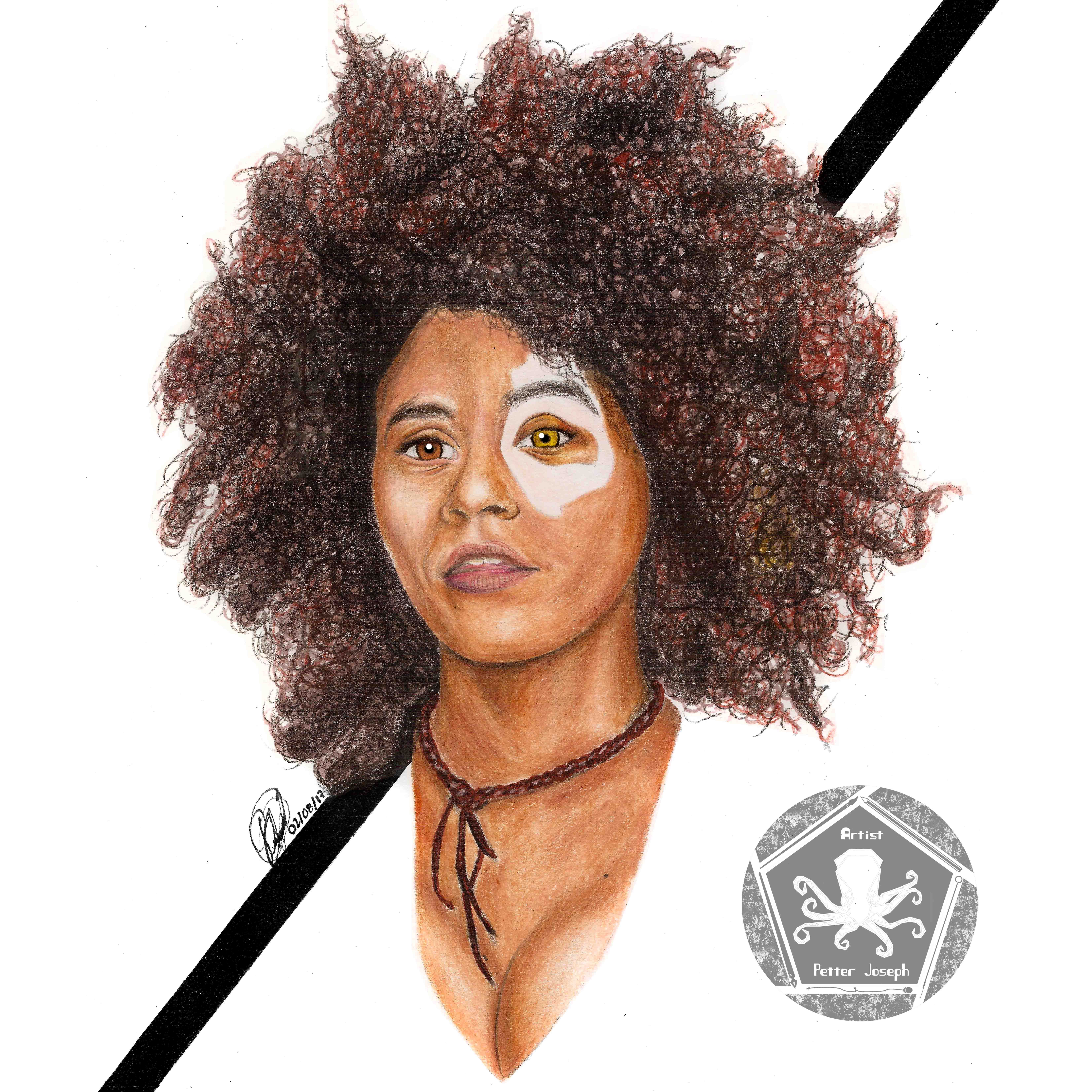 How to draw Domino from DeadPool 2 (PROCESS) #Art — Steemit, image size:6614x6614