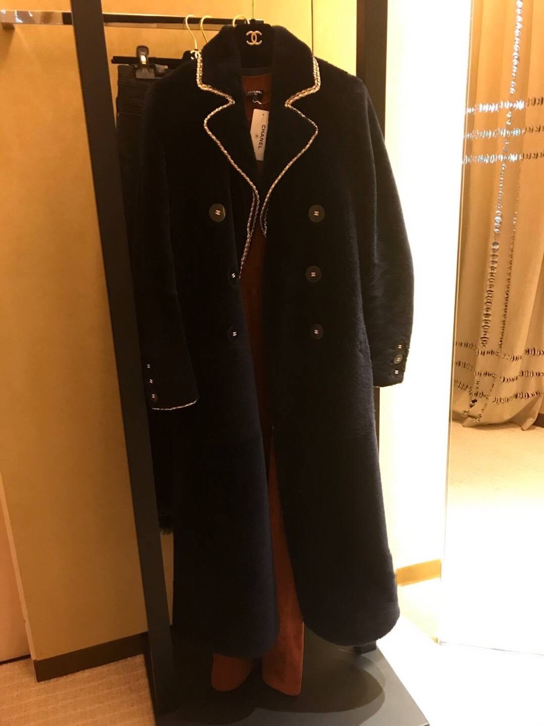 chanel tweed long coat