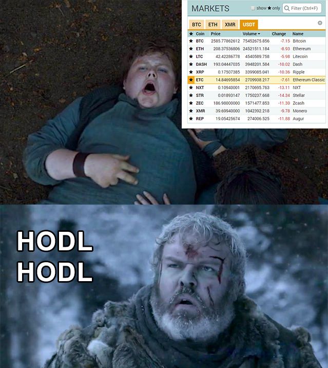 HODL MEME (Game of Thrones) - Cryptocurrency Market Sinks - Keep Holdin ...