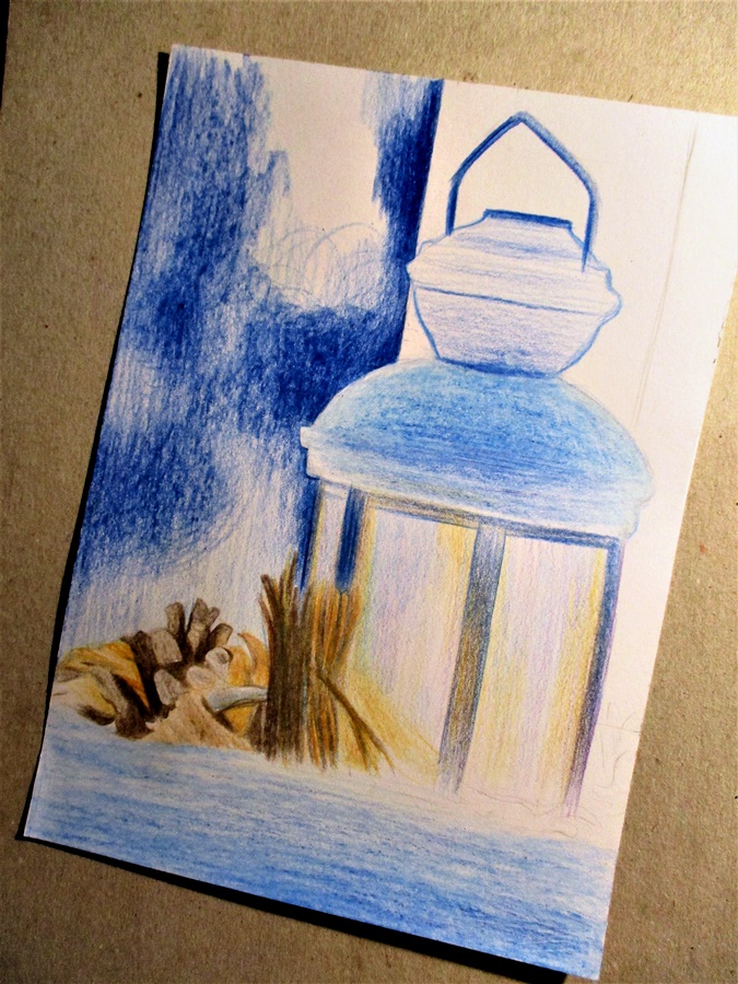 'Christmas Lantern' [Winter Themed Colored Pencil Drawing] — Steemit