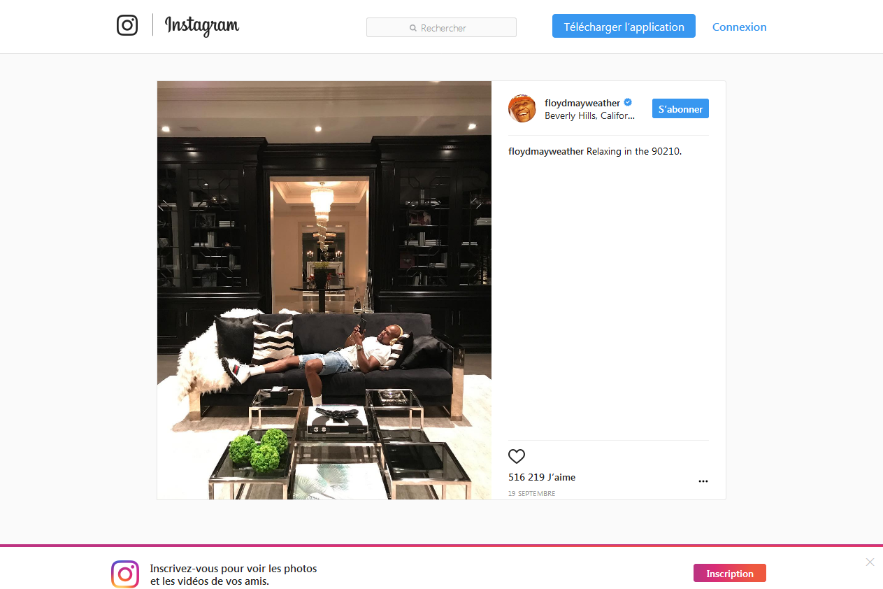 Floyd Mayweather sur Instagram Relaxing in the 90210. • Instagram.png