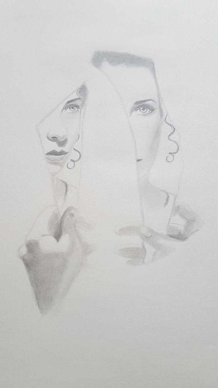 My Pencil Sketch Of The Broken Mirror Reflection Of A Woman Steemit