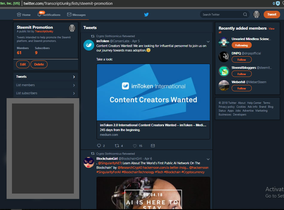 Steemit Twitter Promo Twitter List Page TranscriptJunky.jpg