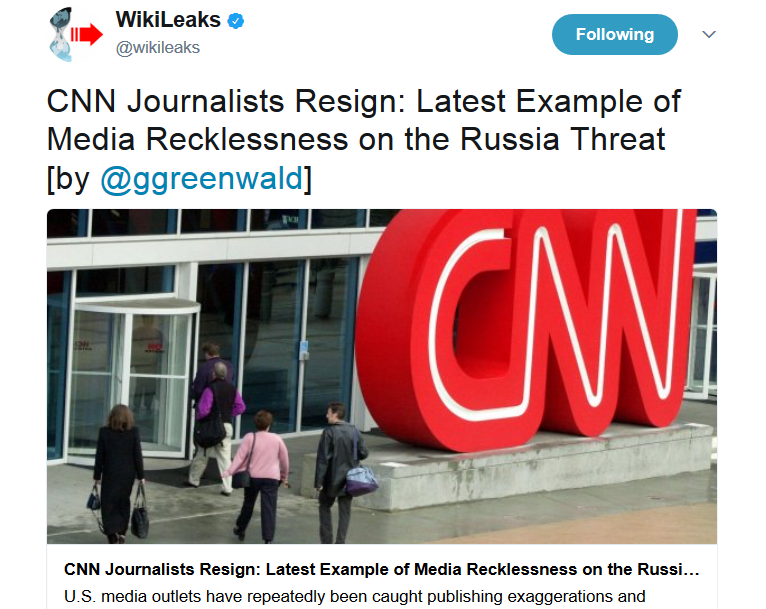 WikiLeaks on Twitter CNN Journalists Resign Latest Example of Media Recklessness on the Russia Threat by ggreenwald https t.co rOuXhQdQEu .png