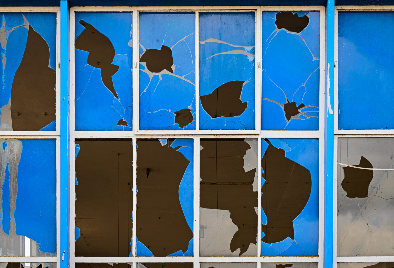 Blue broken windows