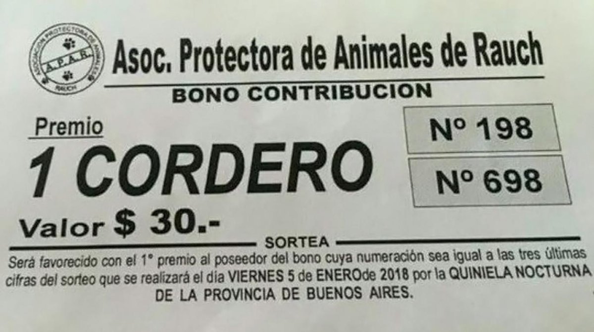 Insólito una sociedad protectora de animales sorteó un cordero.jpg