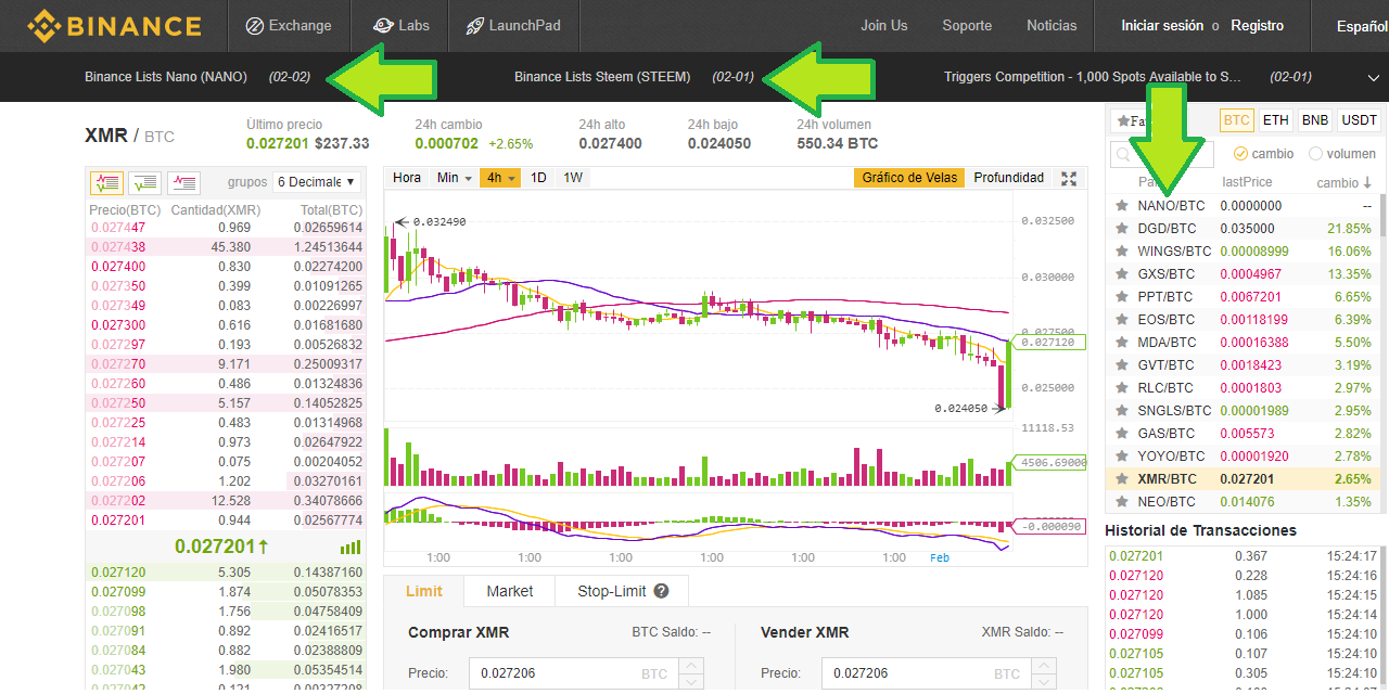 Nano Raiblocks and Steem in Binance.png