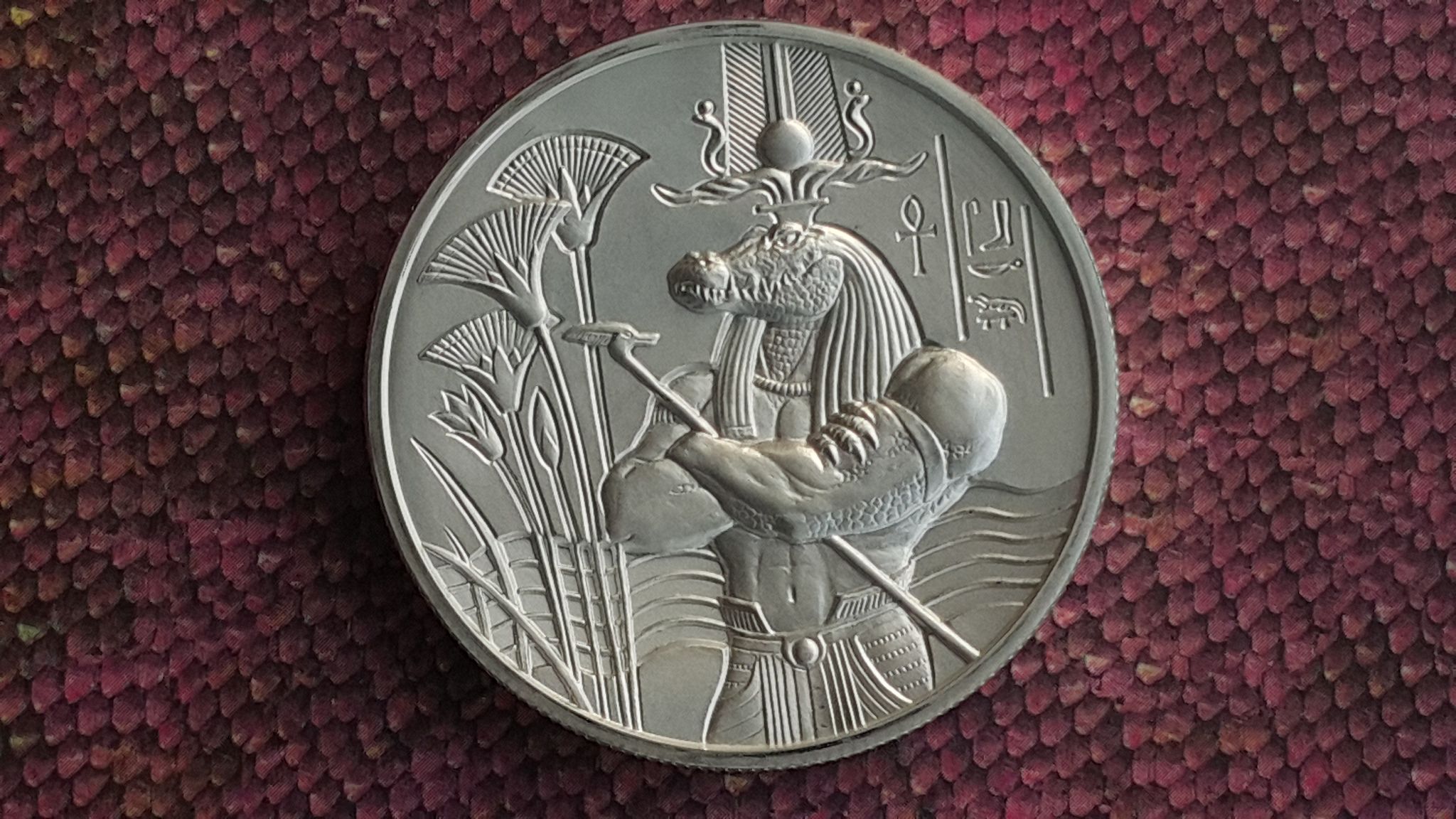 2 oz Silver Sobek Rounds (Egyptian Gods Series #3, New, High Relief) 