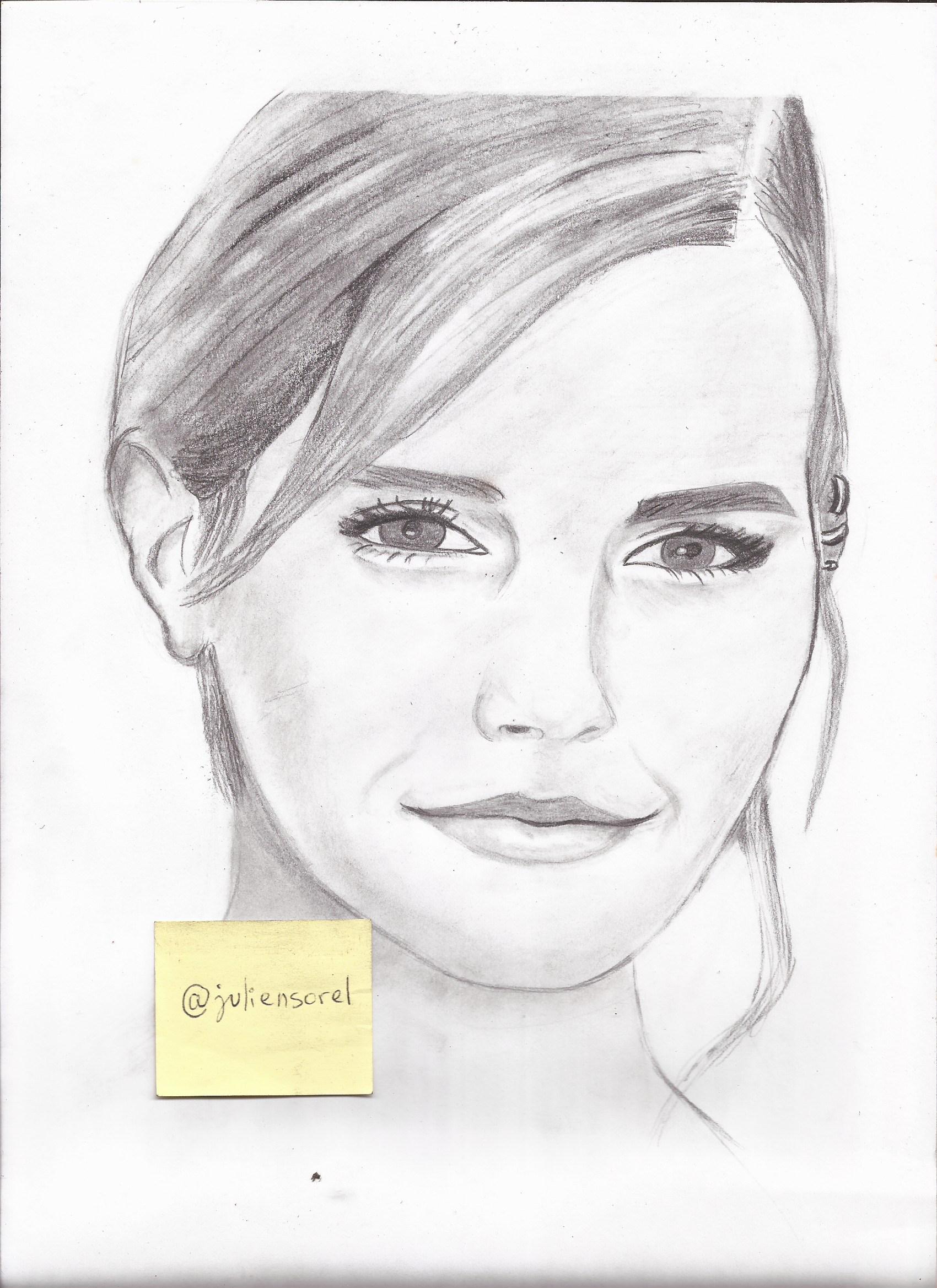 Emma Watson Portrait Drawing Wood Print by Shierly Lin - Pixels