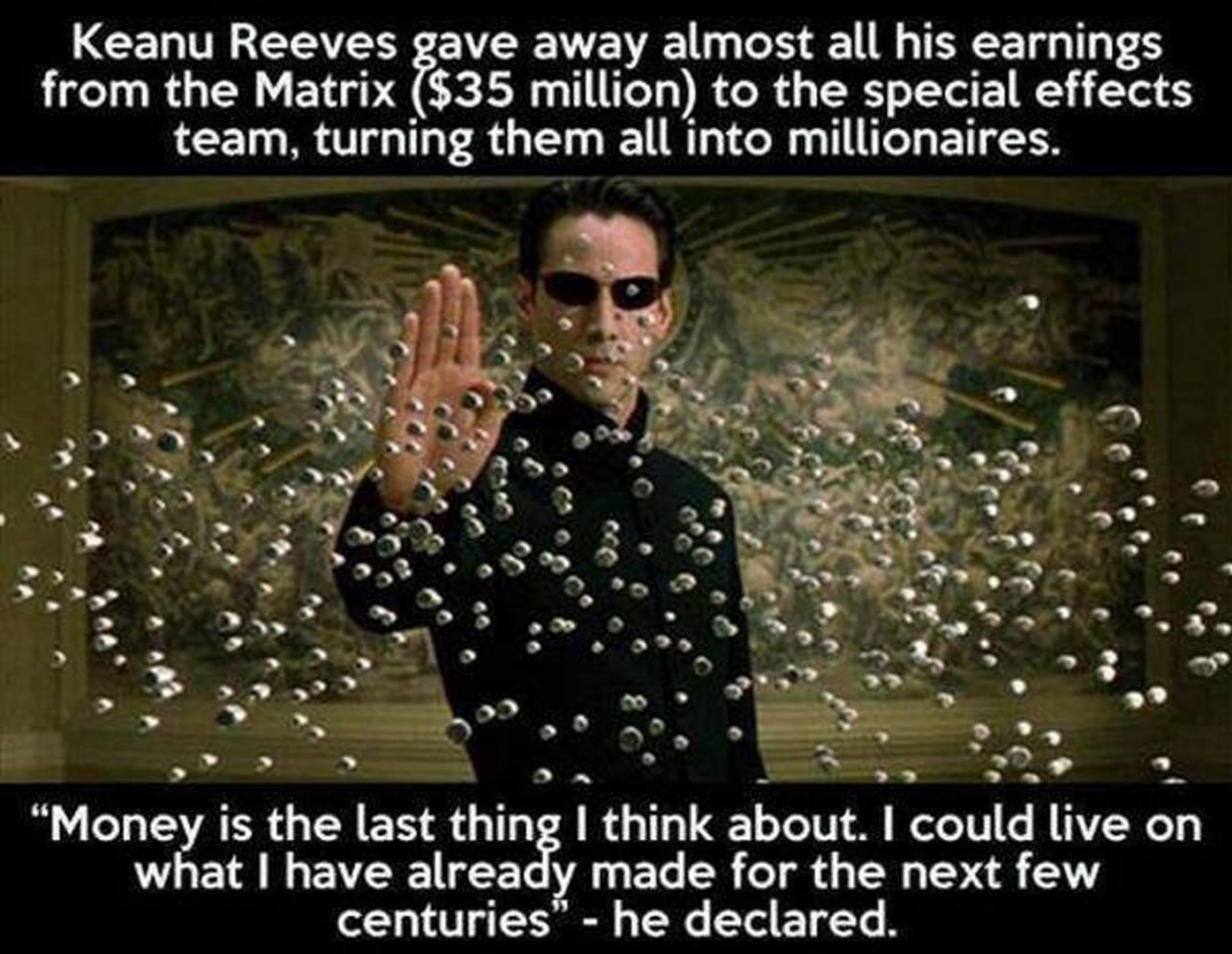 Keanu Reeves Gives Money To Matrix Crew